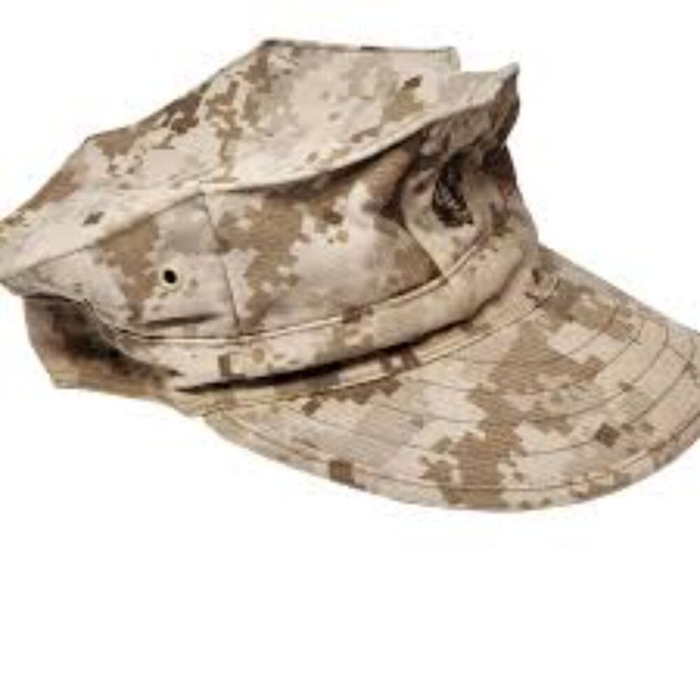 USMC Marine Corps Desert Marpat Camo Garrison Cap Hat Medium Military